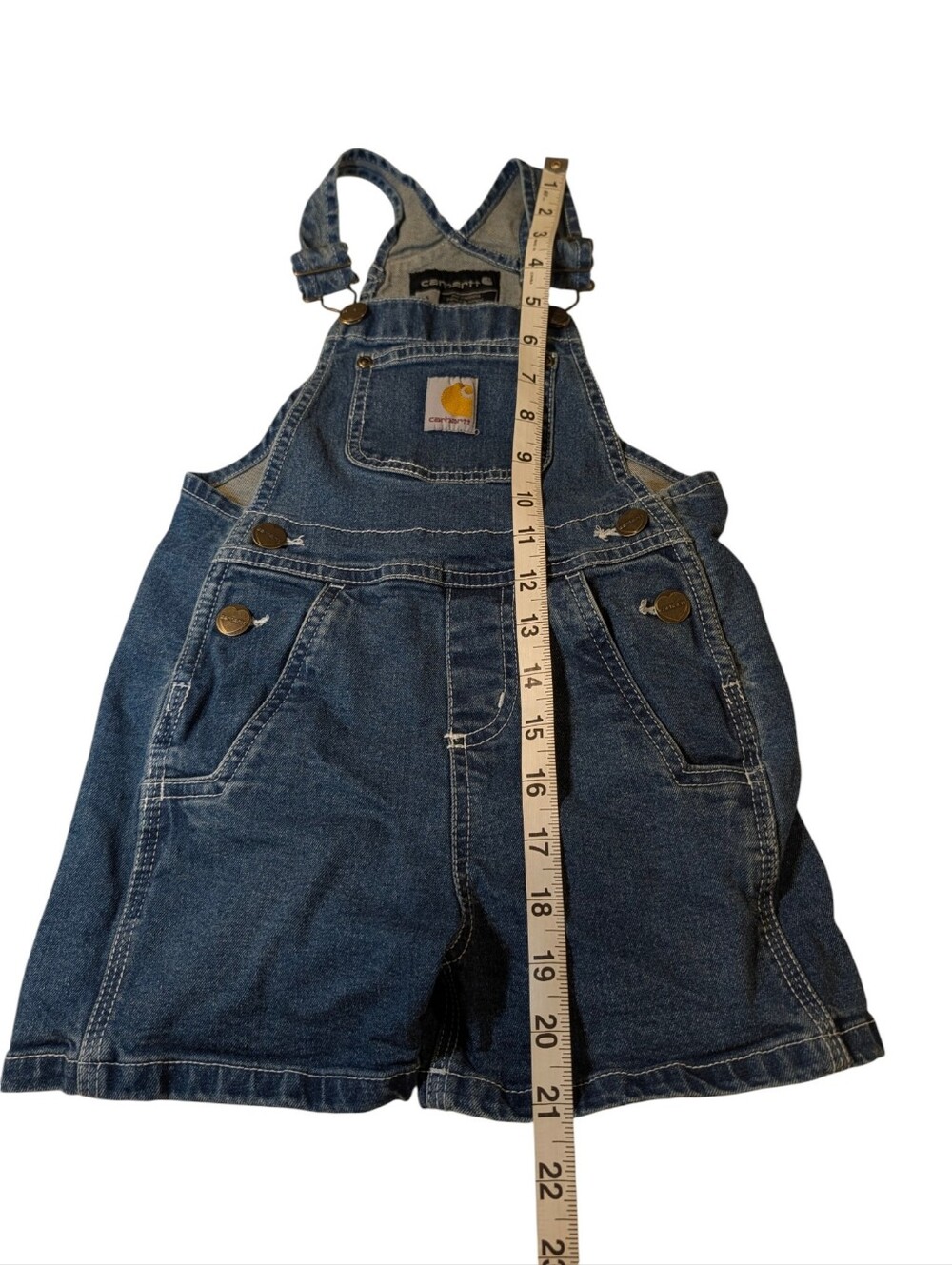 Carhartt Rugged Flex Denim Shortalls with Bib Pocket Size 5 - Picture 9 of 9